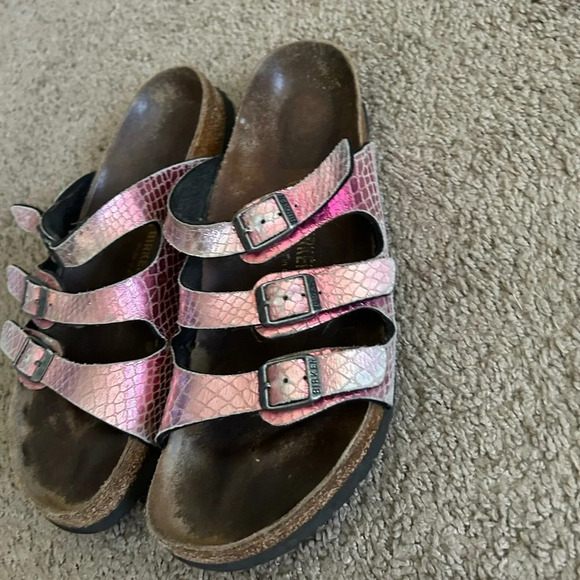 Birkenstock Florida Pink Snake Skin Animal Print Size 41 (10-10.5) Sandals - Picture 9 of 9